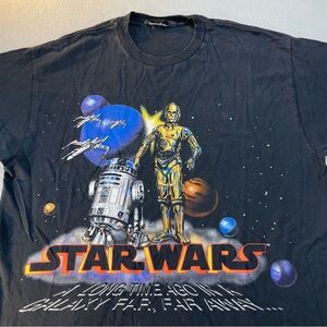 Vintage Star Wars C-3PO & R2-D2 T Shirt with X Wing Fighters